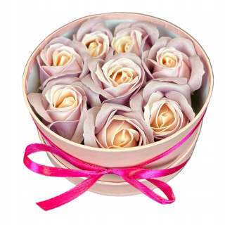 Kvetinová ozdoba - Mydlové kvety Flowerbox ružové okrúhle - mydlové ruže